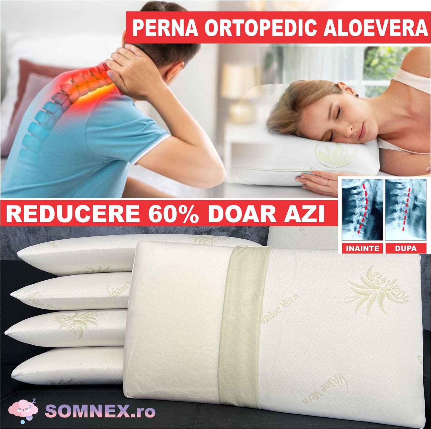 PERNA ORTOPEDIC ALOEVERA DIN SPUMA CU MEMORIE