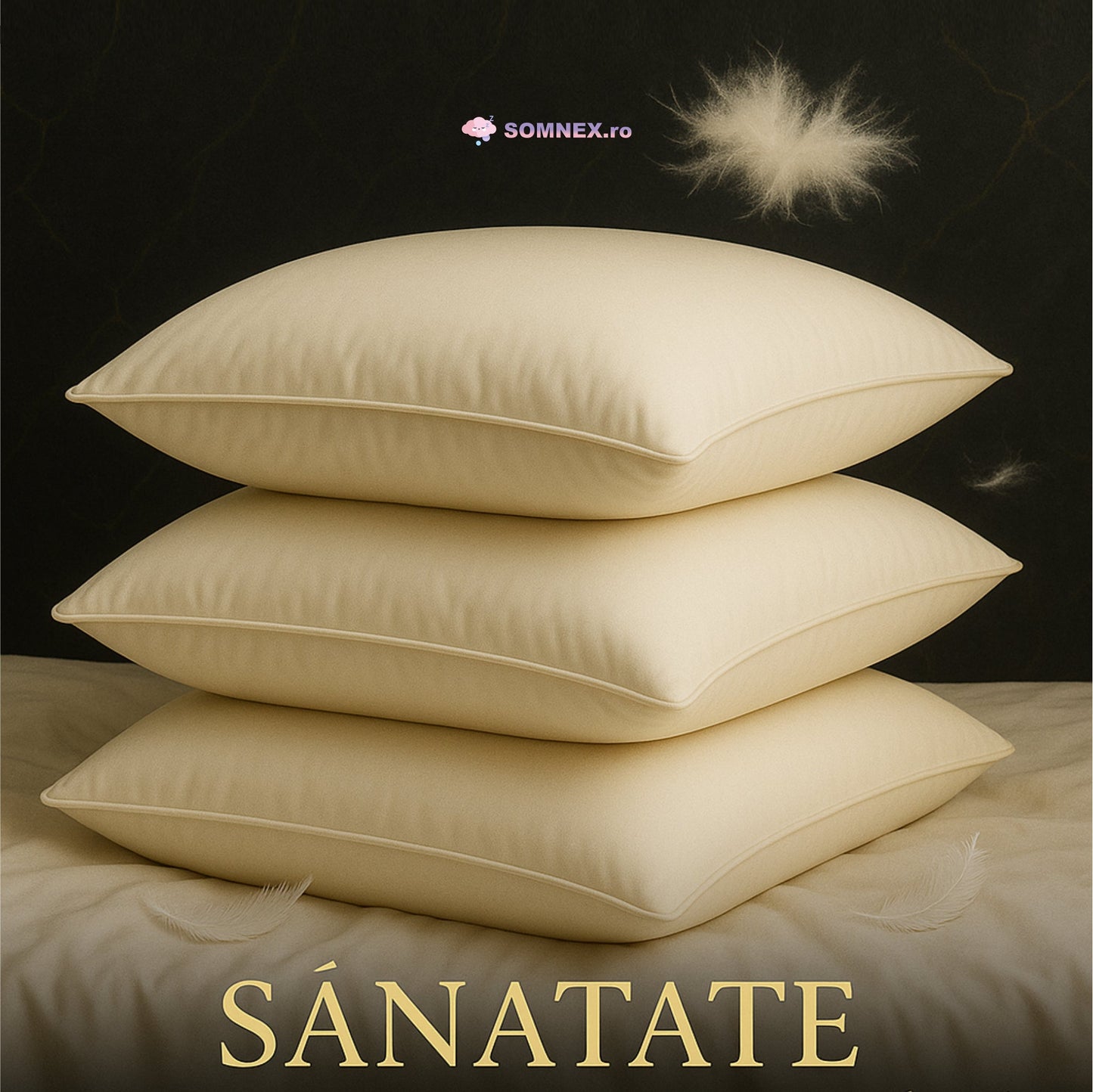 Perna Puf si Pana Gasca Natural Premium 70x70cm